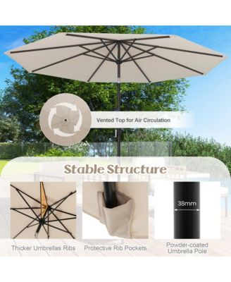 300 CM Patio Umbrella Heavy Duty Market Umbrella w/ Tilt Mechanism Crank Handle
