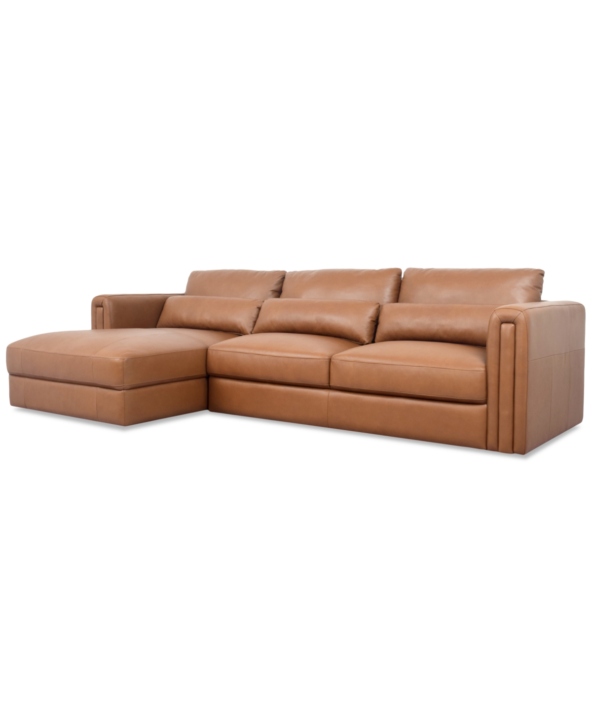 Macy's Touville 2-pc. Leather Sectional With Chaise, Exclusively At  In Brown