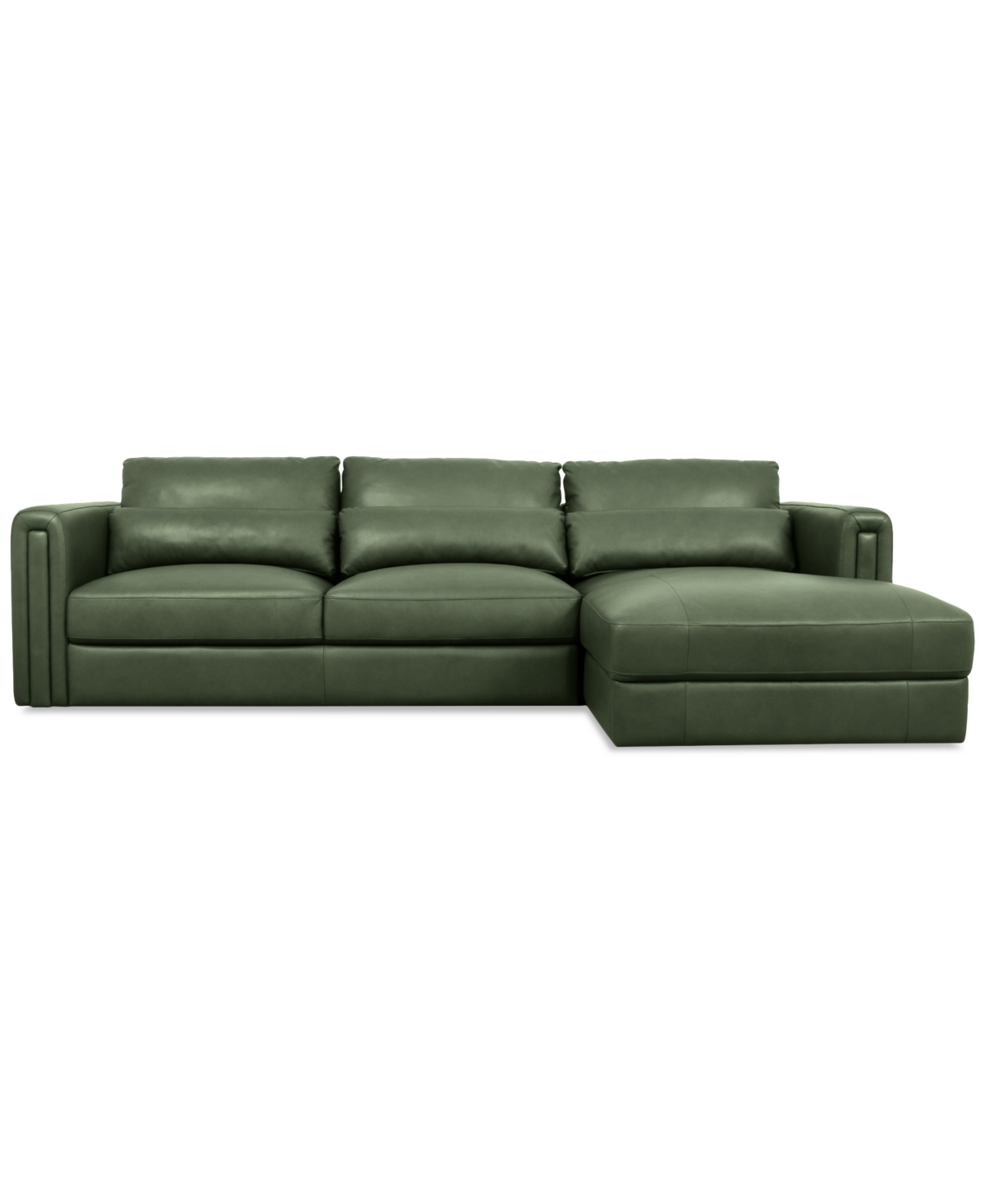 Macy's Touville 2-pc. Leather Sectional With Chaise, Exclusively At  In Green