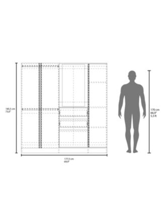 Deseret Armoire, 4 Doors, 2 Drawers, 4 Shelves, 1 Mirror, White