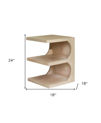 24-Inch Solid Wood Accent Table – Natural Finish with Open Shelf Storage