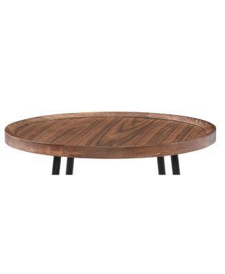 21.66" X 21.66" X 22.05" Round Side Table In American Walnut And Black
