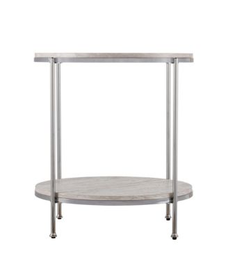 Wood and Iron Rectangular End Table with Shelf for Living Room or Bedroom