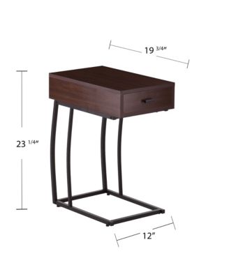 Wood and Iron End Table with Drawer for Sofa Side or Bedside Use