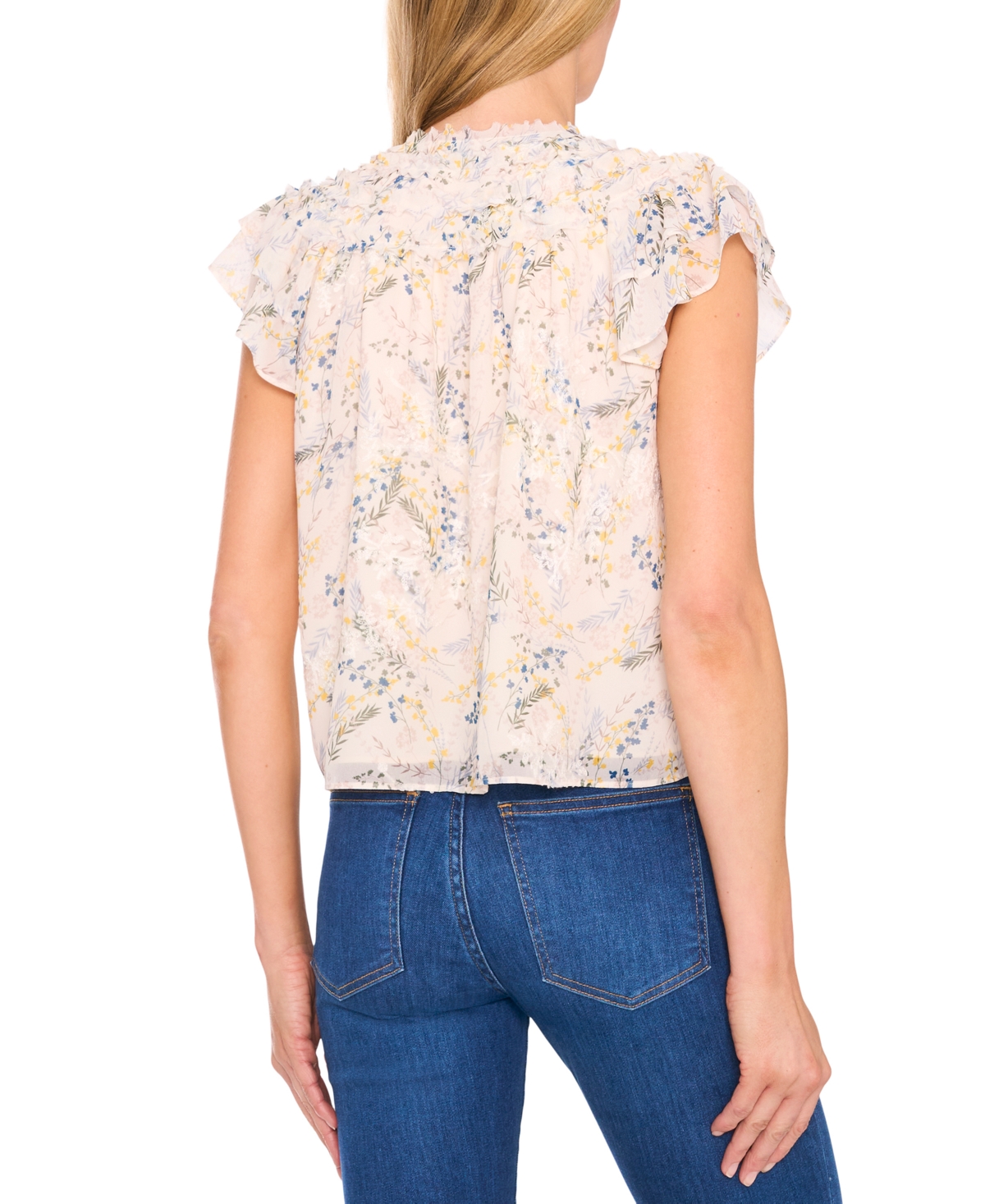 Cece Women's V-neck Flutter Sleeve Blouse In Yellow