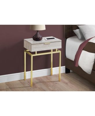 Wood and Metal End Table with Drawer – Industrial Style Accent Table for Living Room or Bedroom