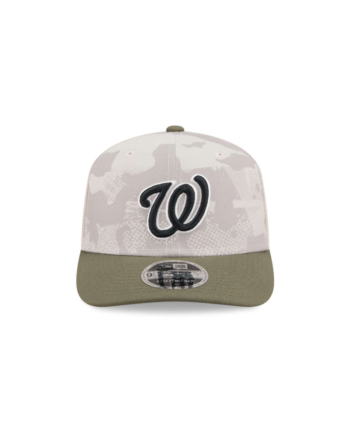 NEW ERA MEN'S LIGHT BEIGE/OLIVE WASHINGTON NATIONALS 2025 ARMED FORCES DAY 9SEVENTY ADJUSTABLE HAT 