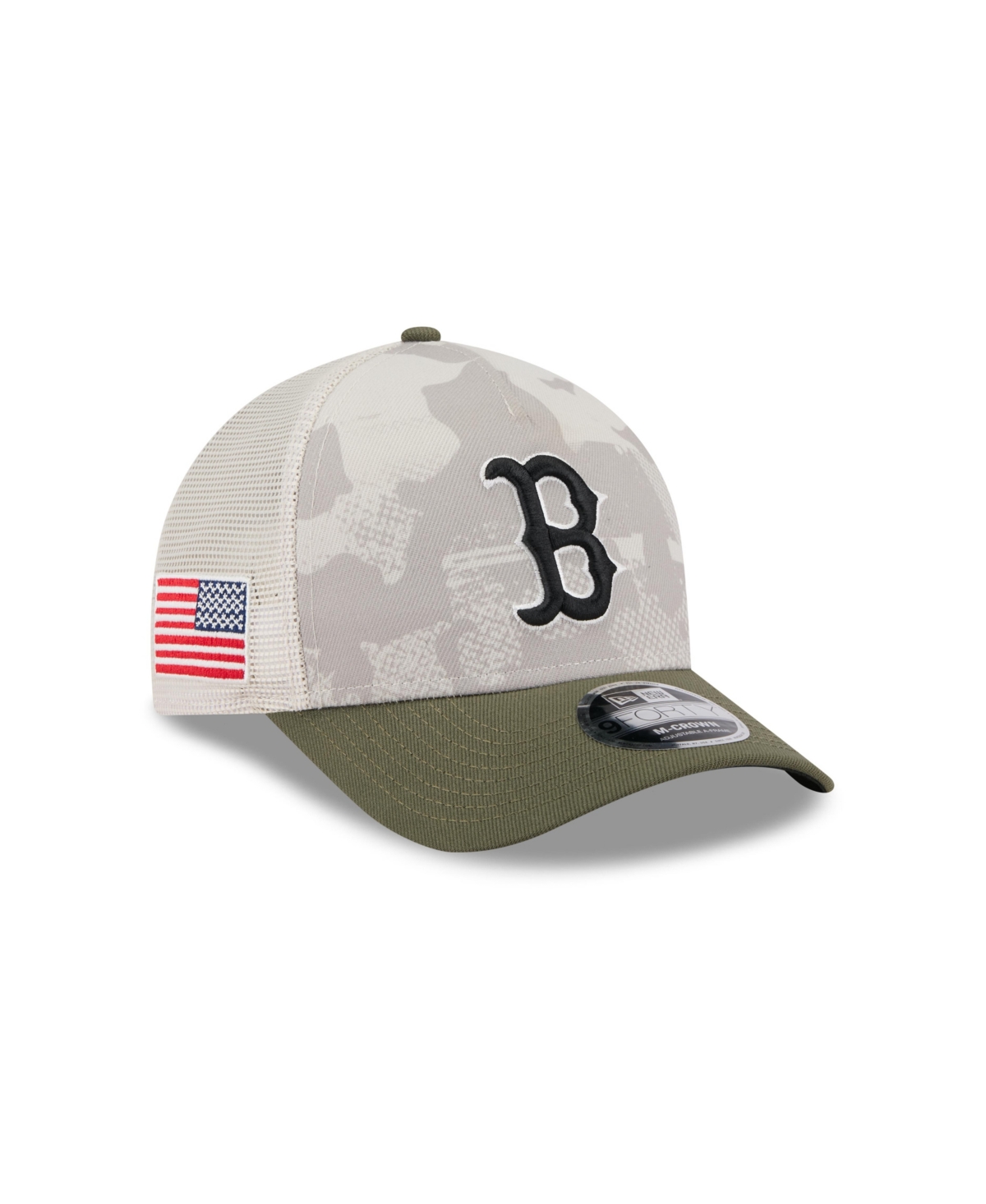 New Era Men's Light Beige/olive Boston Red Sox 2025 Armed Forces Day 9forty M-crown A-frame Adjustable Hat