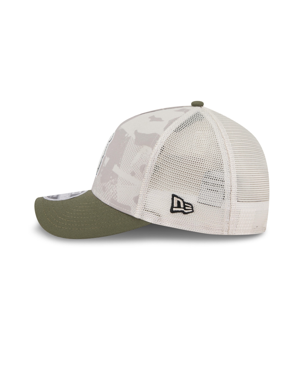 NEW ERA MEN'S LIGHT BEIGE/OLIVE LOS ANGELES ANGELS 2025 ARMED FORCES DAY 9FORTY M-CROWN A-FRAME ADJUSTABLE H 