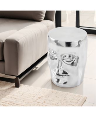 18" Silver Aluminum Faces Round End Table