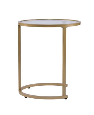 Set of Two Glass and Steel Round Nested Tables for Living Room or Bedroom