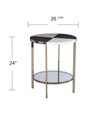 24" Black Manufactured Wood And Iron Round End Table With Two Shelves