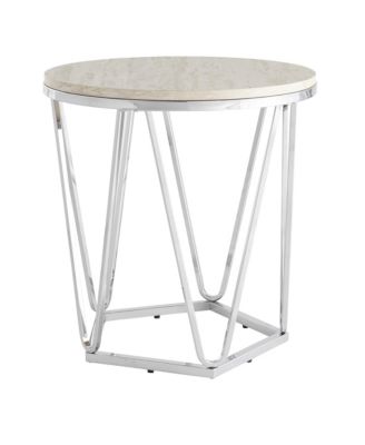 Industrial Wood and Iron Round End Table for Side or Accent Table