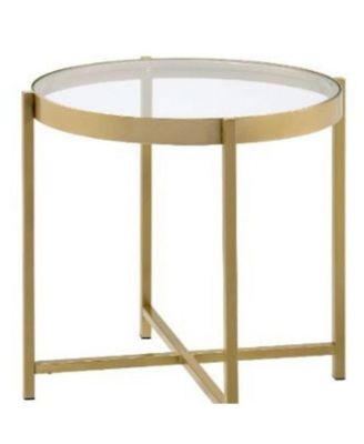 Contemporary Round Accent Table in Powder-Coated Metal