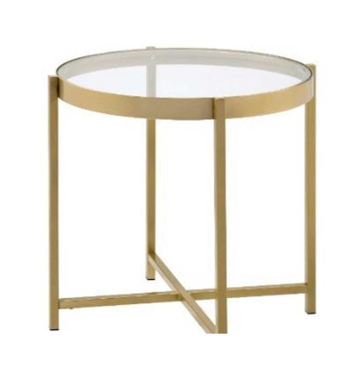 Contemporary Round Accent Table in Powder-Coated Metal
