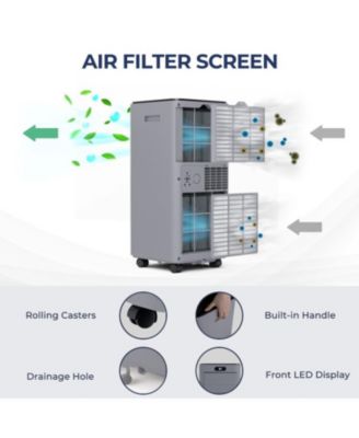 10,000 BTU 4-in-1 Portable Air Conditioner with Fan, Dehumidifier & Sleep Mode for Rooms up to 350 Sq Ft