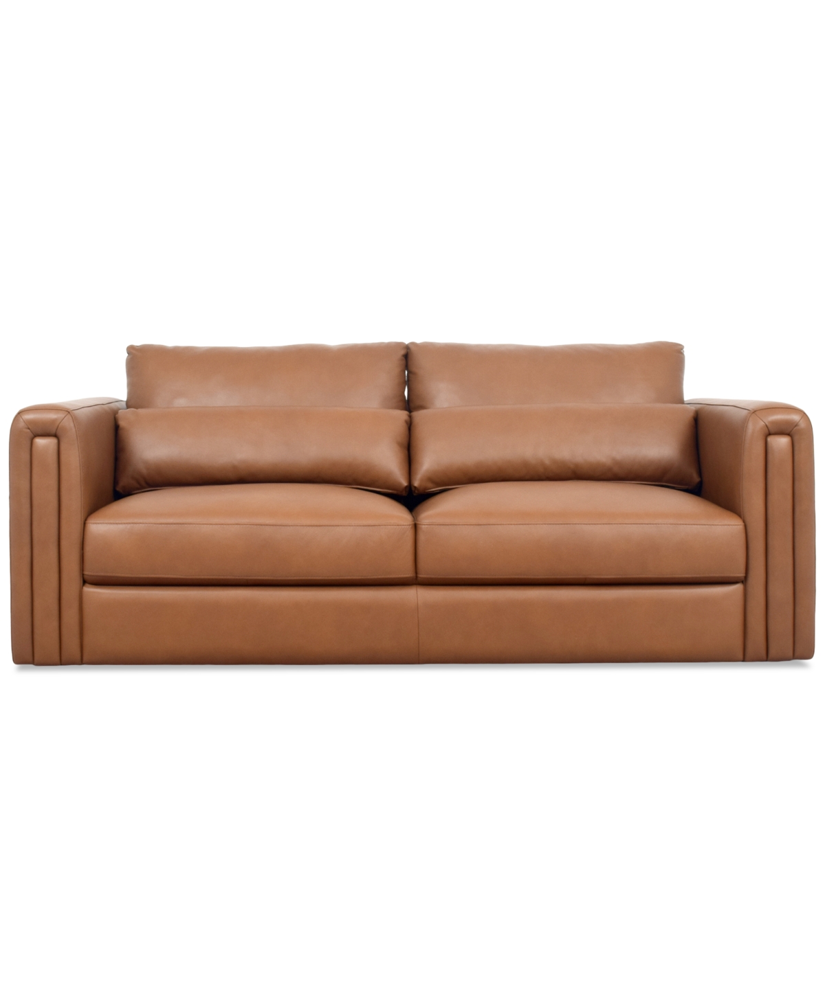Macy's Touville Leather Sofa, Exclusively At  In Brown