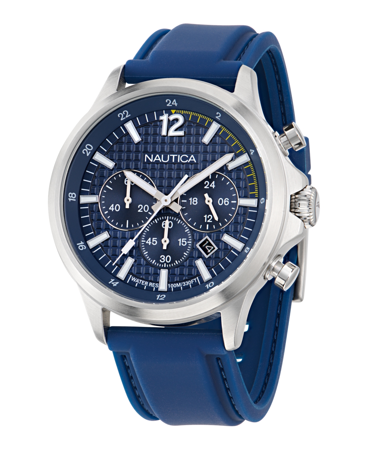 Men's Chronograph or Date Blue Silicone Watch, 45mm - Blue