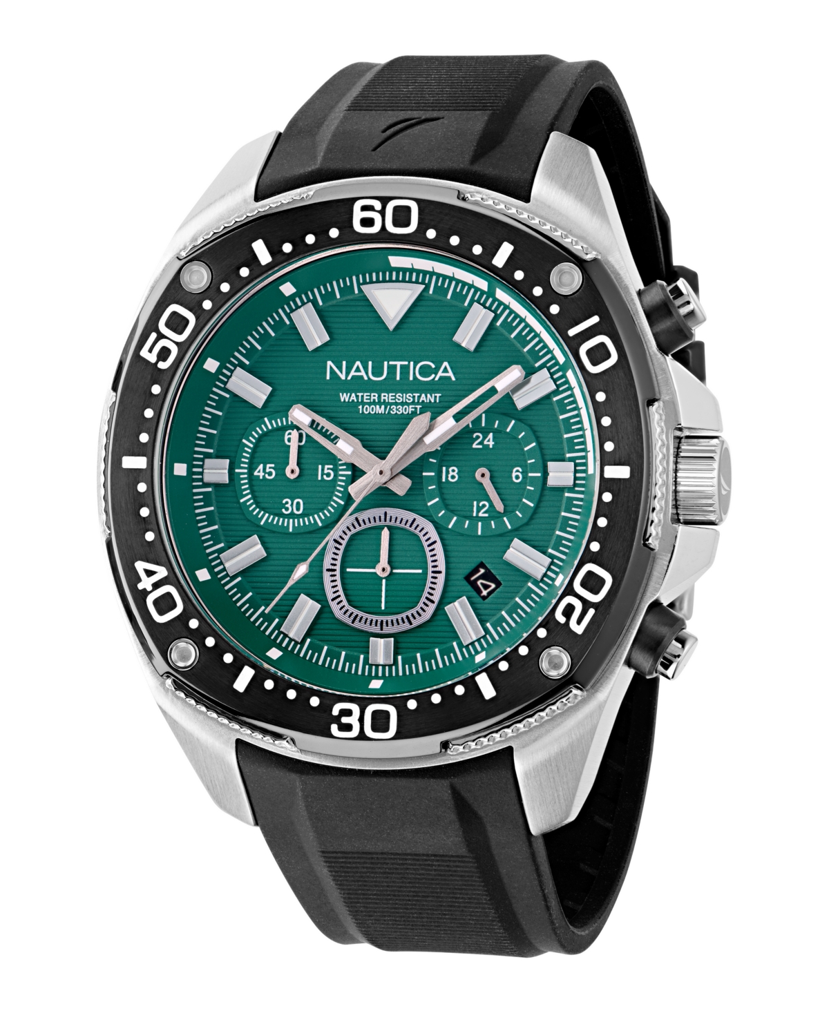 Men's Chronograph Black Silicone Watch, 46mm - Black