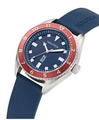 Men's Analog Blue Silicone Watch, 44mm