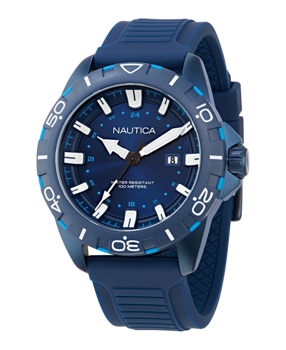 Men's Analog Blue Silicone Watch, 44mm - Blue