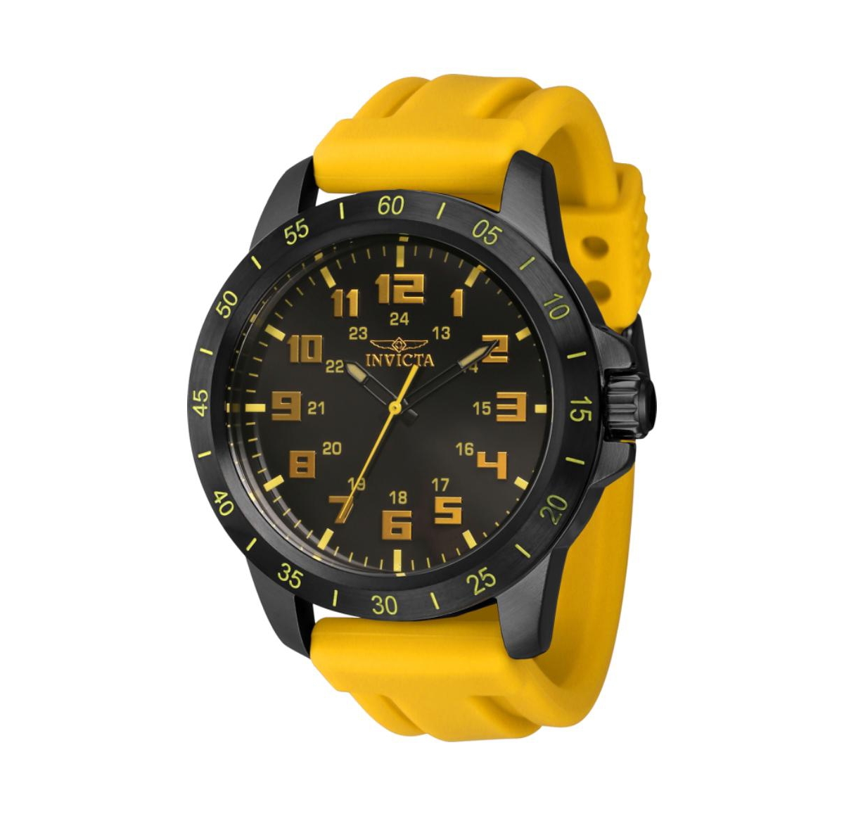 Men's 40006 Pro Diver Quartz 3 Hand Black Dial Watch - Yellow