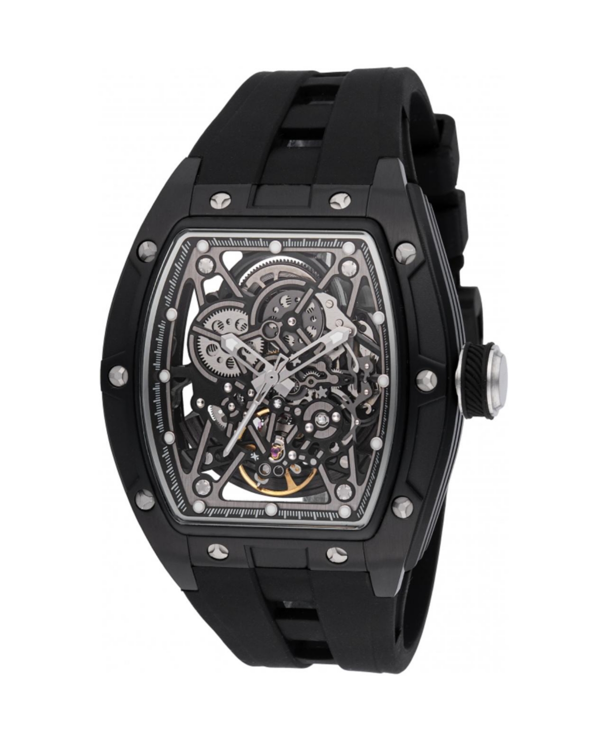 Men's 49018 S1 Rally Automatic 3 Hand Black Dial Watch - Black
