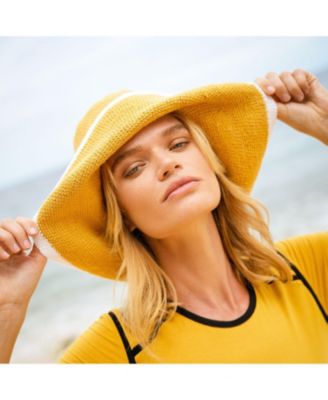 Bloom Line Crochet Sun Hat In Canary Yellow