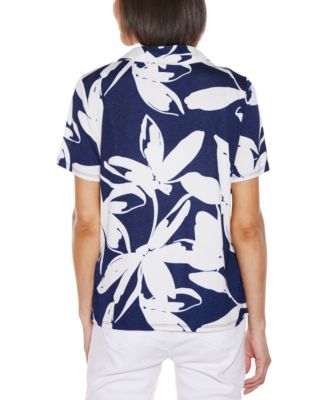 Women's Floral Button Front Knit Top