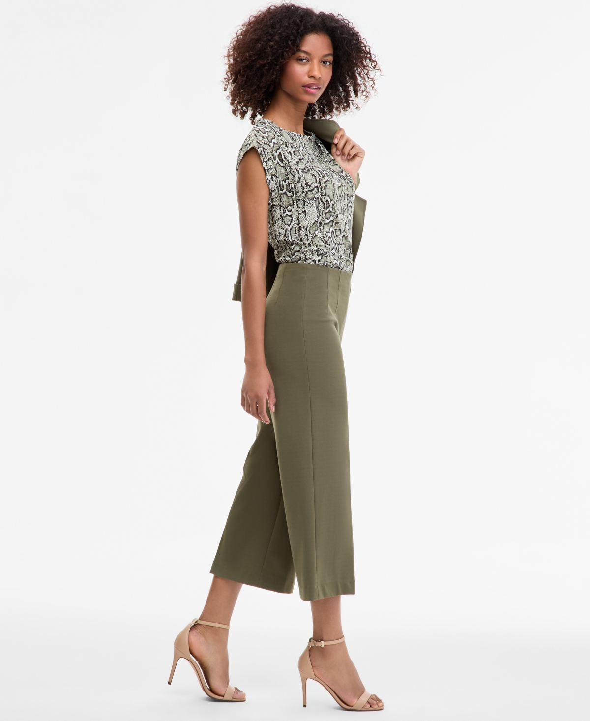 Anne Klein Women's High-rise Pull-on Crop Wide-leg Pants In Green