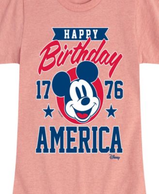 Big Girls Disney Mickey Happy Birthday Americana Graphic T-Shirt