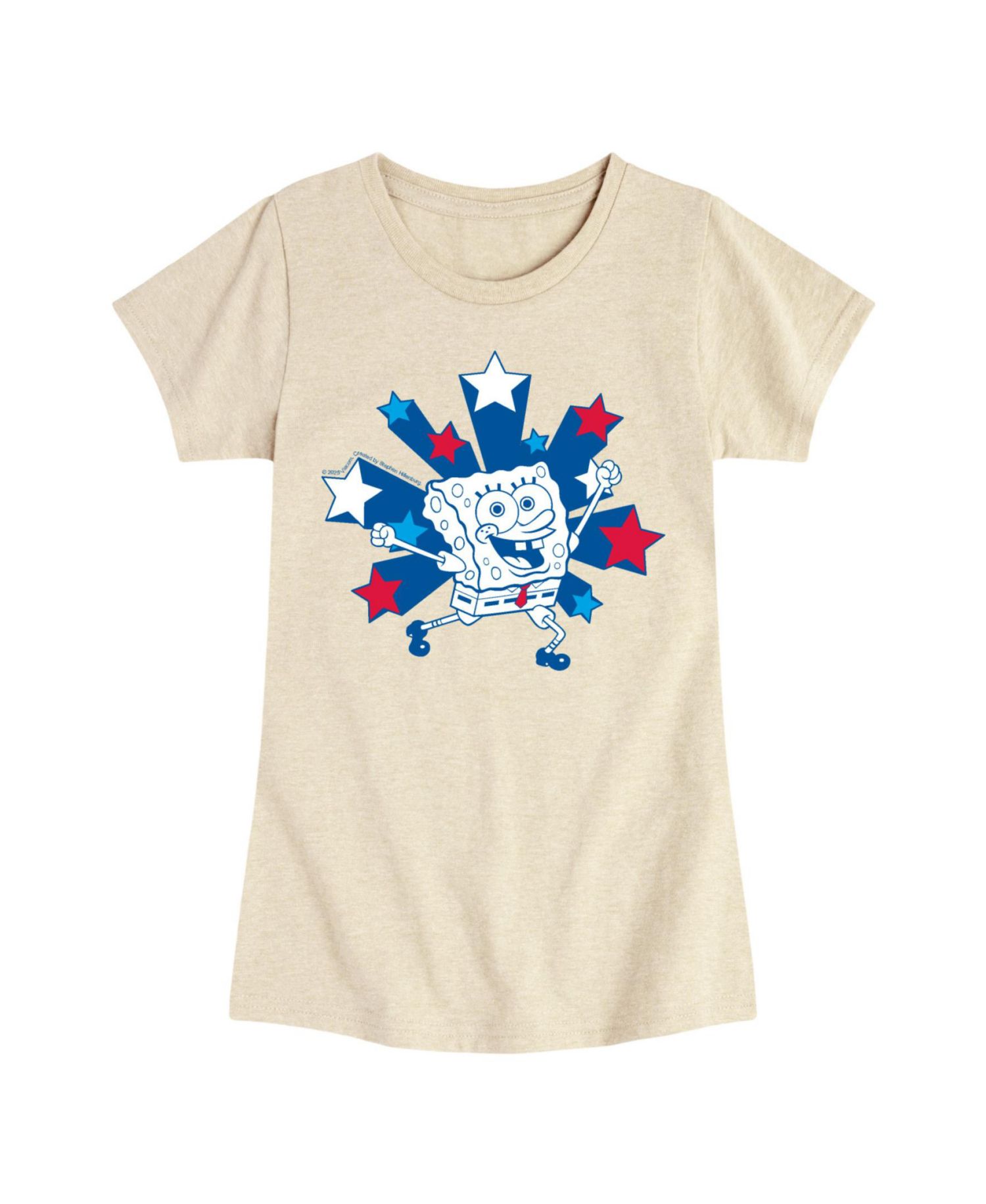 Big Girls Sponge Bob Square Pants Americana Stars Graphic T-Shirt