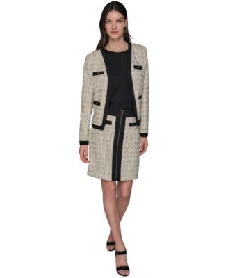 Women's Tweed Open-Front Framed Jacket