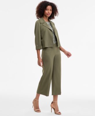 Women's Notched Collar Drapey Cropped Jacket