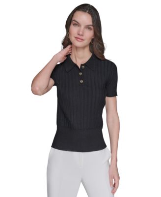 KARL LAGERFELD PARIS - Women's Collared Ribbed Shirt