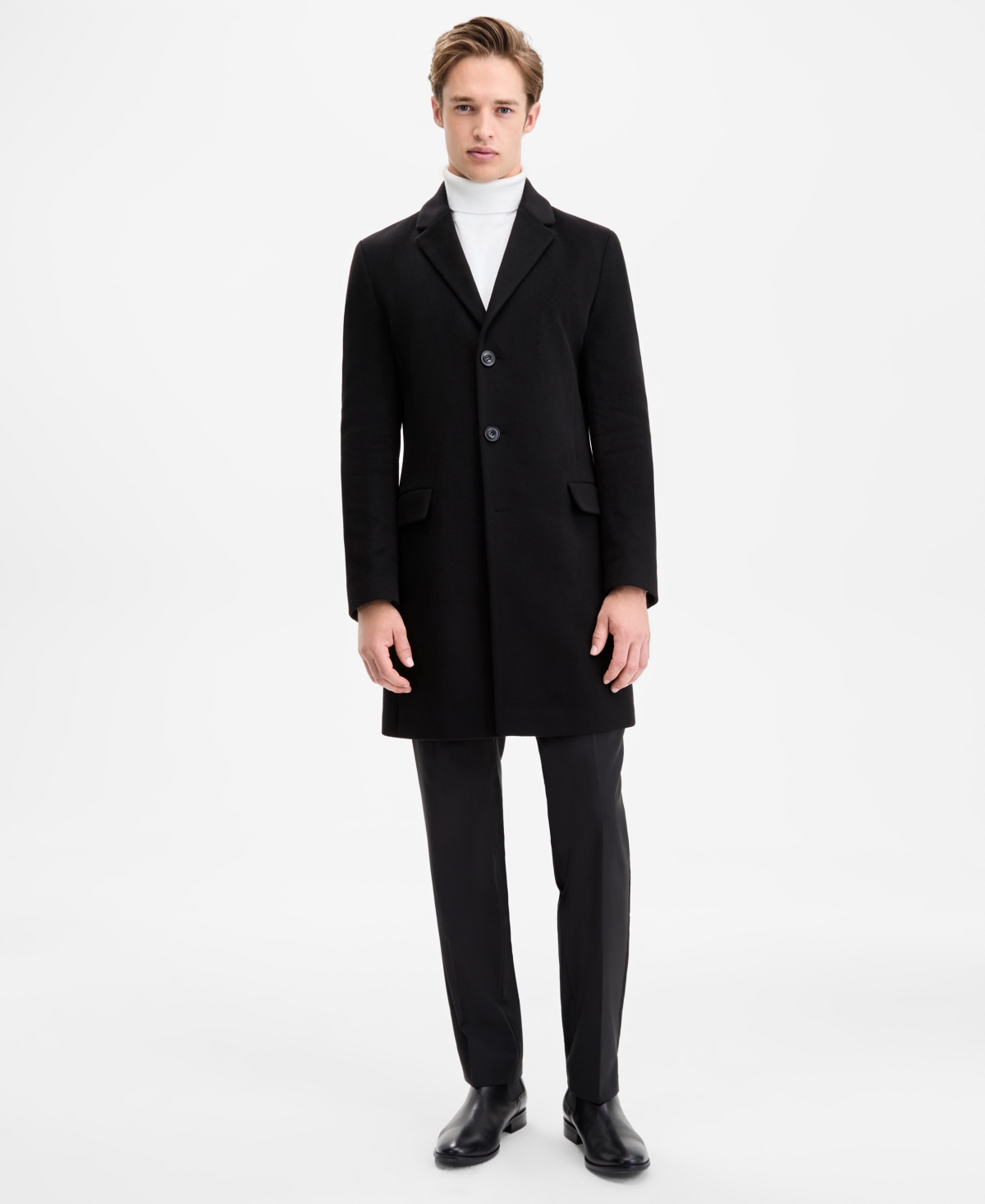 Hugo Boss Hugo By  Men's Regular-fit Cashmere Overcoat In Black