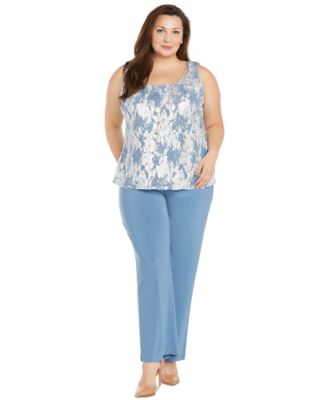 Plus Size 3-Pc. Embellished Jacket, Necklace Top & Pant Set