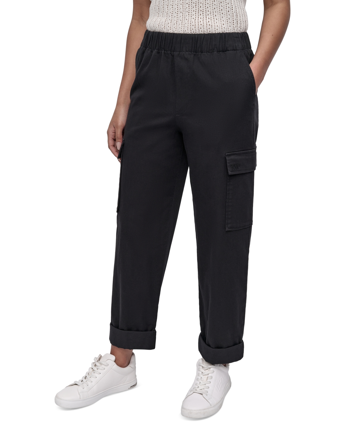 Shop Dkny Jeans Women's High-rise Pull-on Cargo Pants