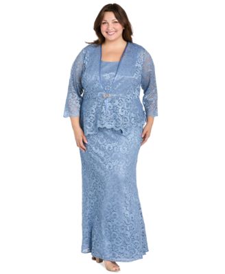 R & M Richards - Plus Size Metallic Lace Jacket and Dress