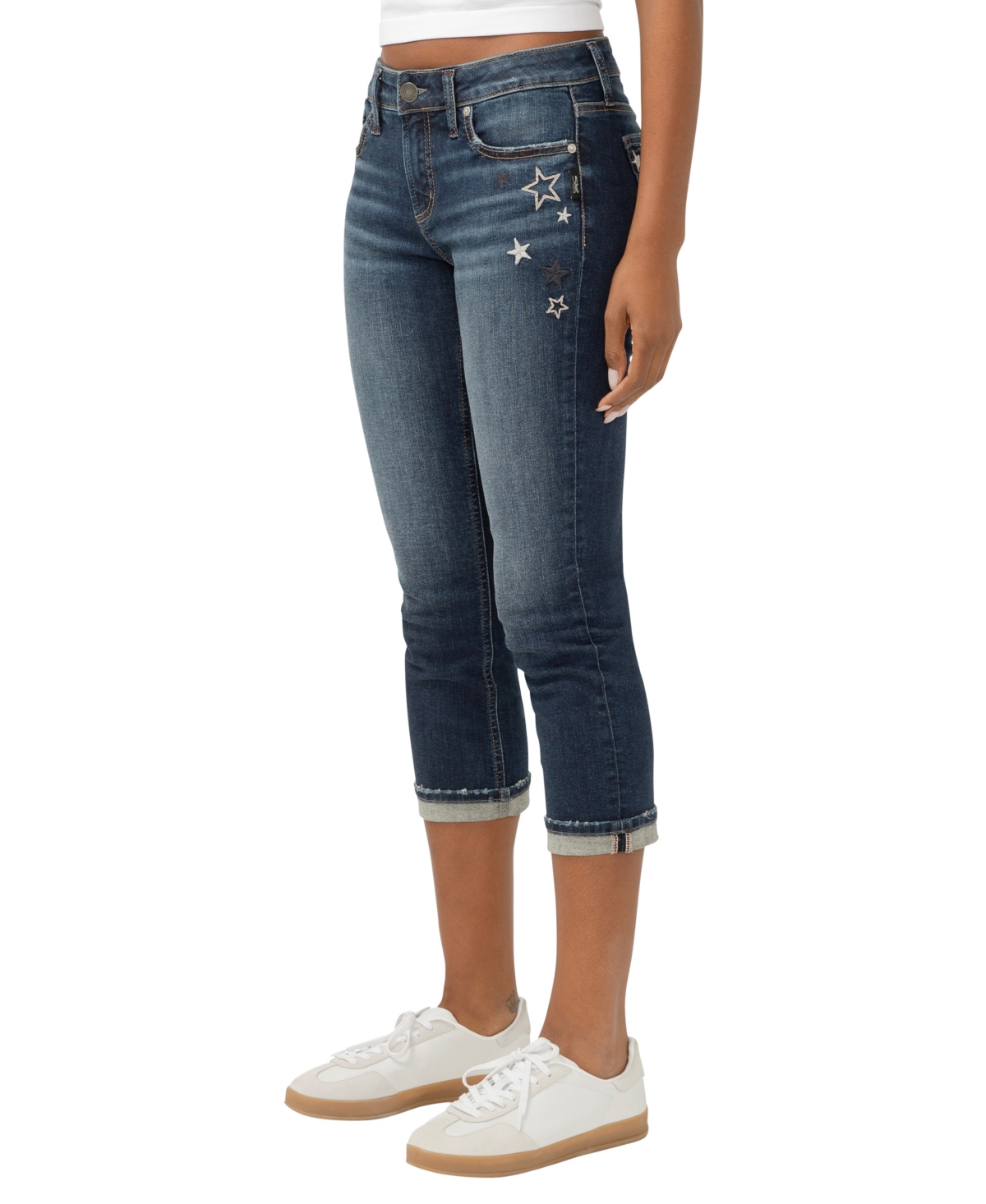 Silver Jeans Co. Women's Elyse Mid Rise Comfort Fit Capri Jeans