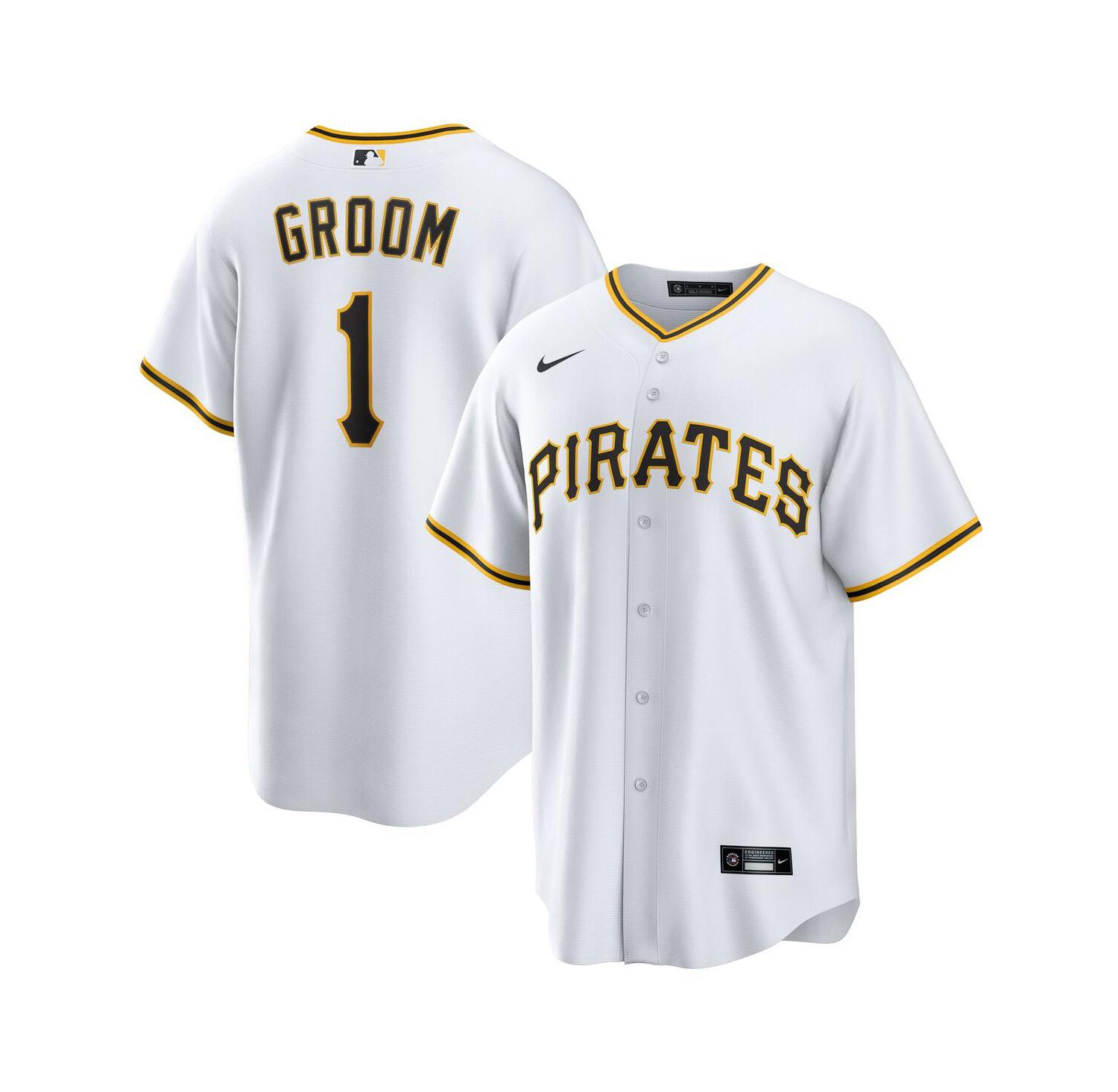 Men's White Pittsburgh Pirates 1 Groom Home Replica Jersey