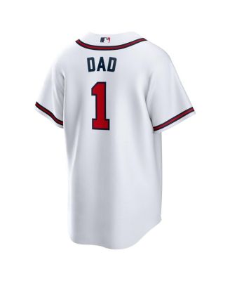 Men's&nbsp;White Atlanta Braves 1 Dad Home Replica Jersey