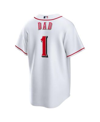 Men's&nbsp;White Cincinnati Reds 1 Dad Home Replica Jersey
