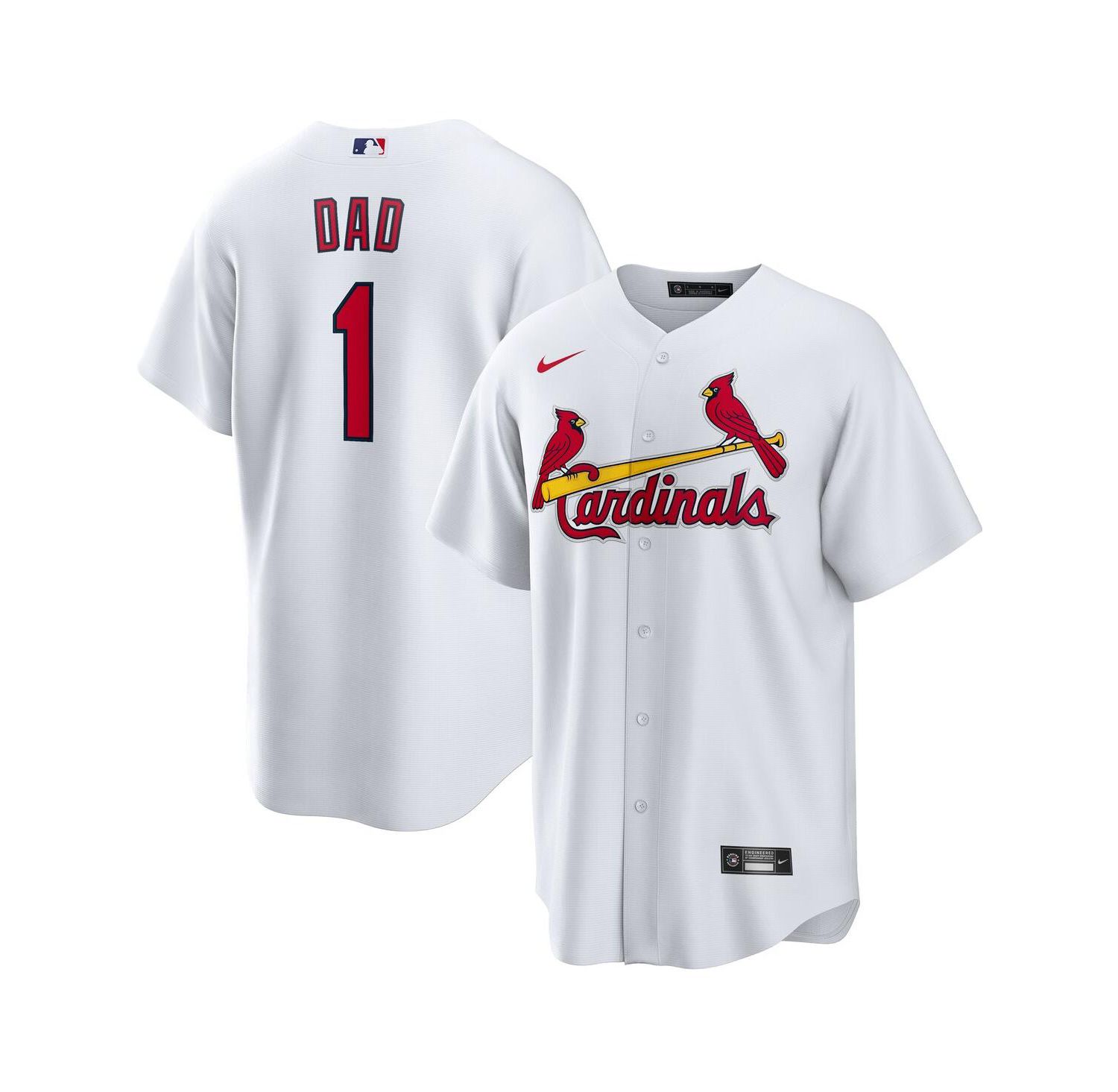 Men's White St. Louis Cardinals 1 Dad Home Replica Jersey