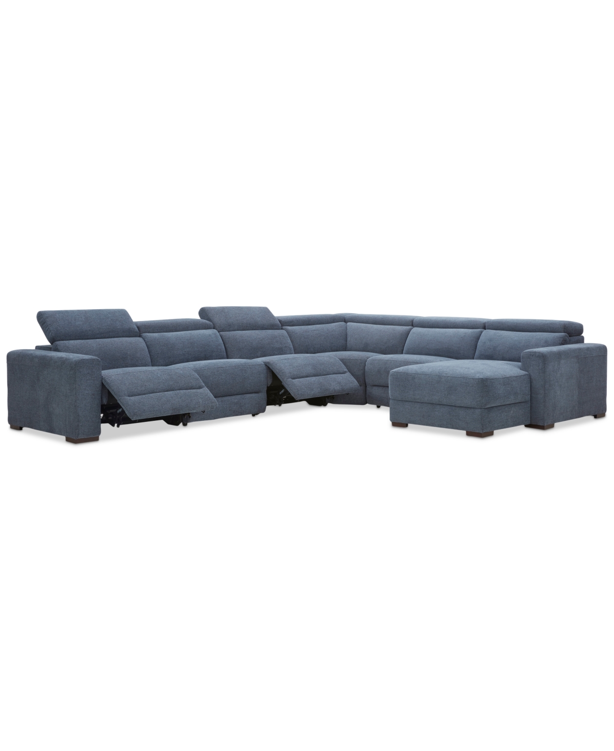 Macy's Nevio 6-pc. Fabric Power Headrest Sectional With 2 Power Motion Chairs