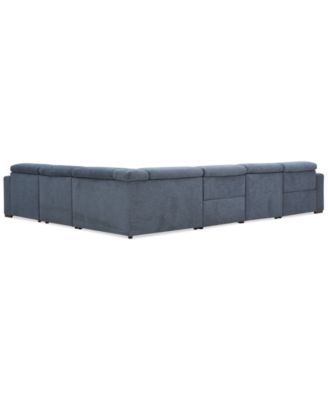 Nevio 6-Pc. Fabric Power Headrest Sectional with 2 Power Motion Chairs