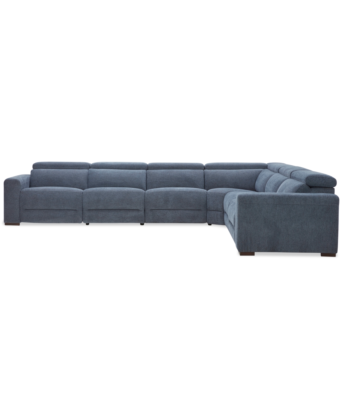 Macy's Nevio 6-pc. Fabric Power Headrest Sectional With 3 Power Motion Chairs