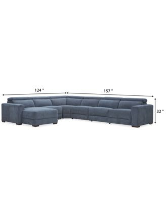 Nevio 6-Pc. Fabric Power Headrest Sectional with 1 Power Motion Chair