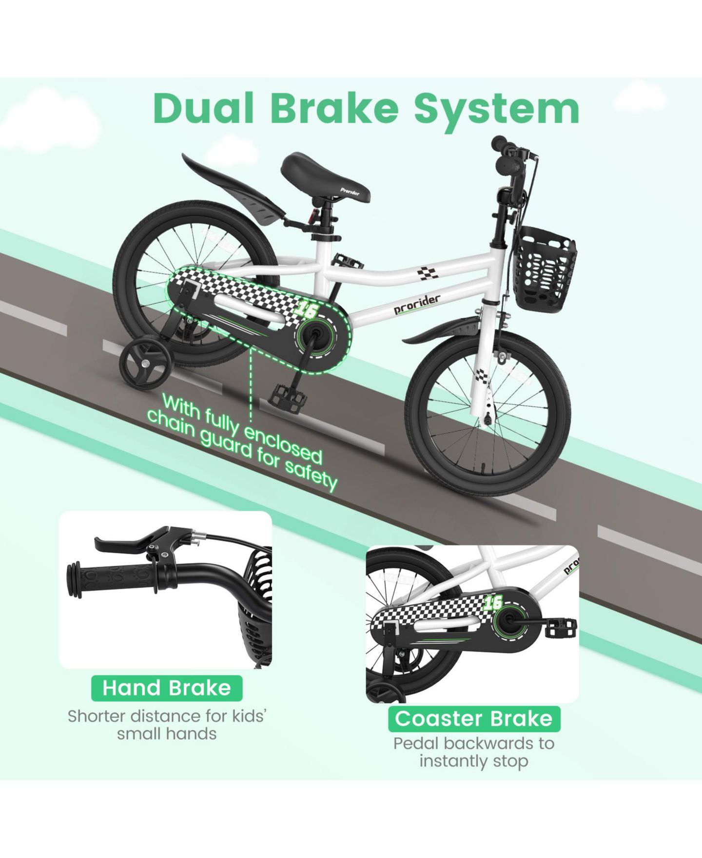 Детская игрушка Mecale 14 Inch Adjustable Kids Bike with Training Wheels and Anti-Slip Tires, Ages 3-7, цвет: Чёрный — фото 7