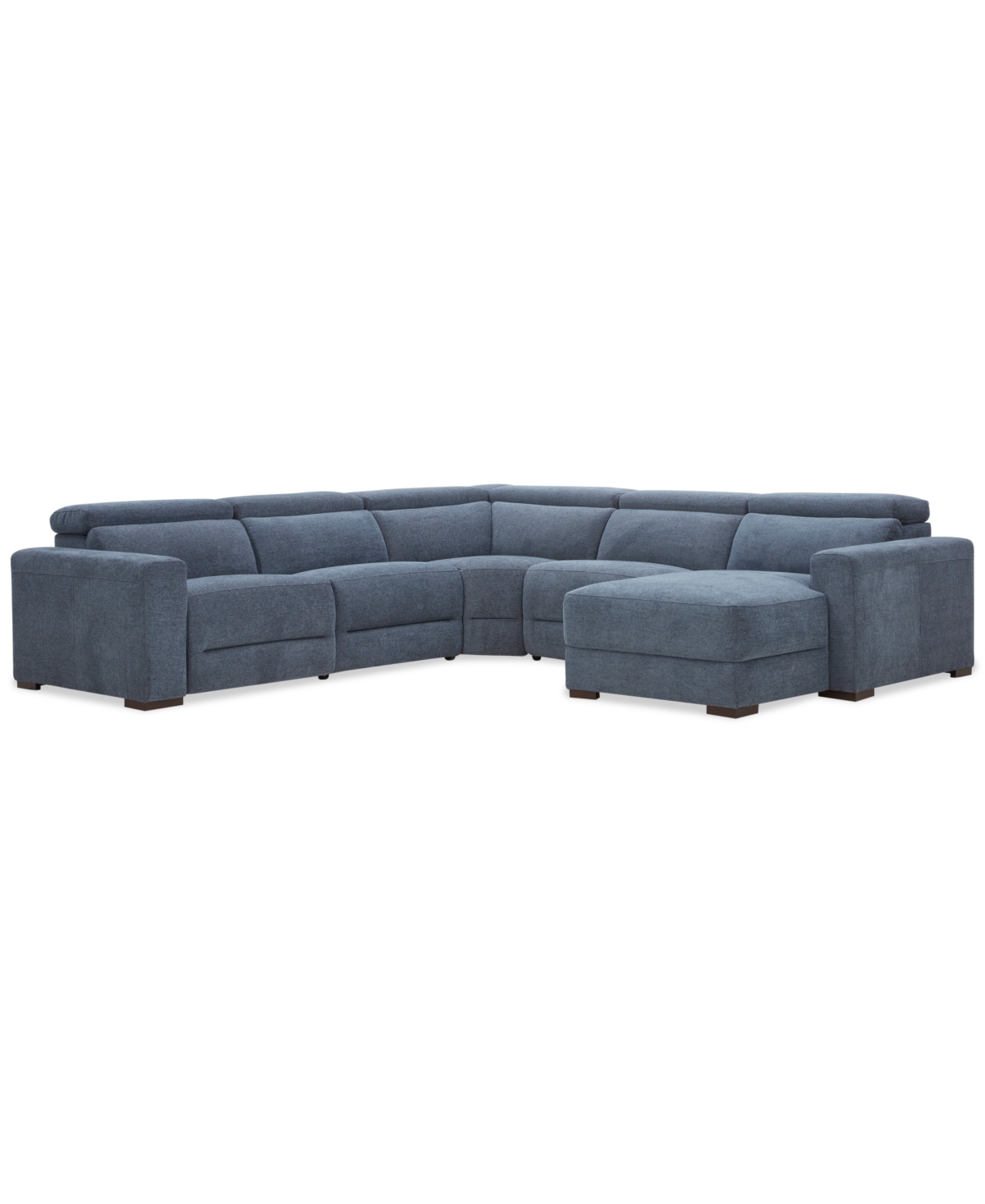 Macy's Nevio 6-pc. Fabric Power Headrest Sectional With 2 Power Motion Chairs